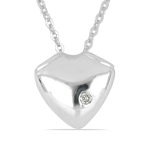 BUY STERLING SILVER NATURAL WHITE DIAMOND DOUBLE CUT GEMSTONE STYLISH PENDANT